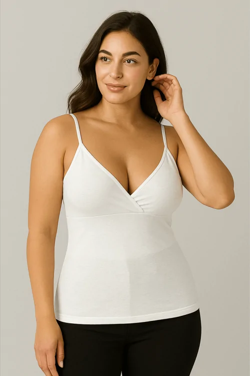 Damen-Tanktop mit schmalen Trägern aus Micromodal mit Brustform - Made in Italy