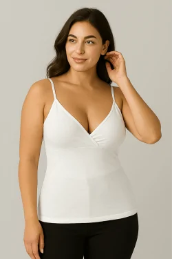 Camiseta de tirantes finos para mujer en micromodal con forma de pecho - Fabricada en Italia