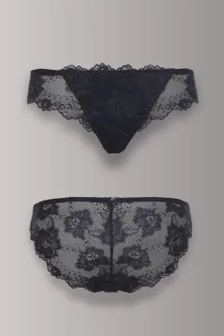 Slip donna in pizzo elasticizzato con doppio pannello frontale