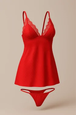 Ensemble nuisette en tulle extensible pour femme avec string