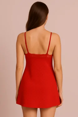 Damen Stretch-Tüll-Babydoll-Set mit Tanga