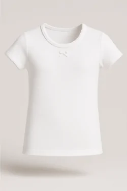 Baby girl's short-sleeved warm cotton sweater with bow – 3 pieces