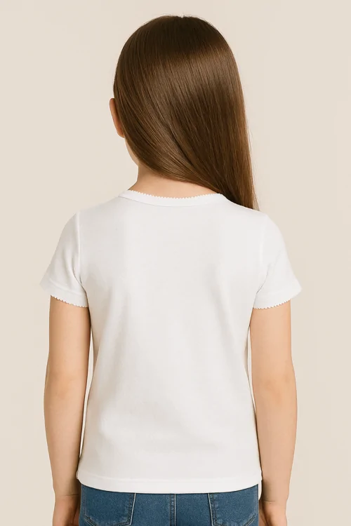 Pull bébé fille en coton chaud à manches courtes avec nœud – 3 pièces