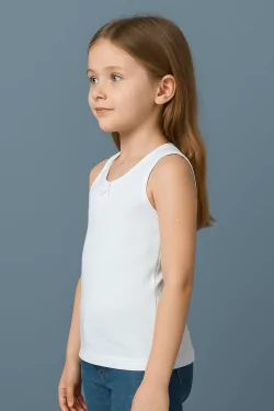 Camiseta de tirantes ancha para niña en algodón cálido con lazo (3 piezas)