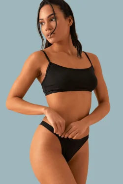 String femme en coton modal avec bords en tissu