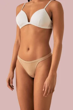 Perizoma donna in cotone modal con bordi in tessuto