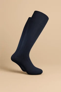 Men's long sock in wool blend with side cutout