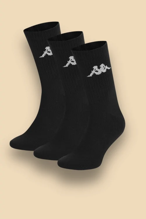 Lote de 3 pares de calcetines de tenis cortos Kappa para hombre en tejido de rizo de algodón.