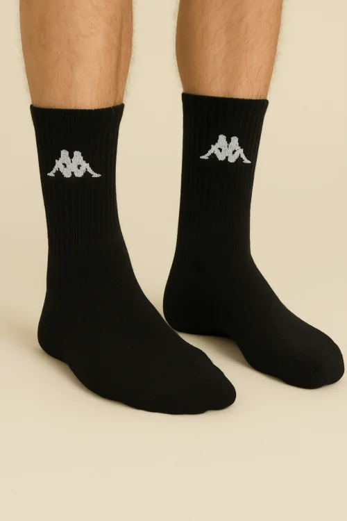 Lote de 3 pares de calcetines de tenis cortos Kappa para hombre en tejido de rizo de algodón.