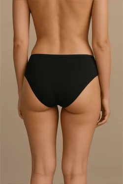 Culotte taille moyenne pour femme en coton modal avec dentelle - 3 pièces blanc ou noir