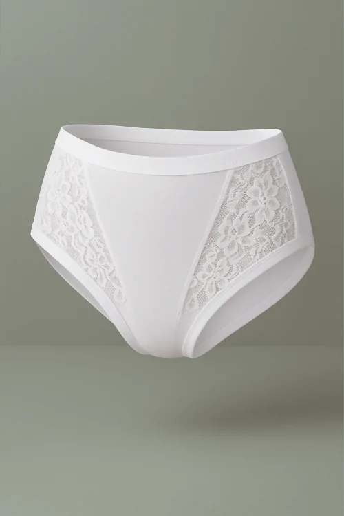 Culotte alto para mujer en algodón modal con encaje - 3 piezas blanco o negro