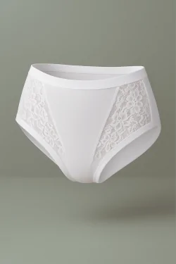 Damen High Culotte aus Baumwolle Modal mit Spitze - 3-teilig Weiß oder Schwarz
