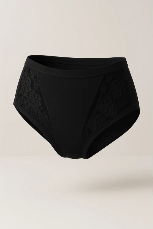 Culotte alta donna in cotone modal con pizzo – 3 pezzi bianco o nero