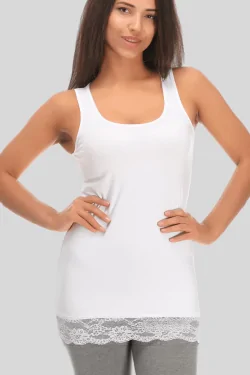 Débardeur femme en coton modal avec dentelle sur le bas - Confort et élégance
