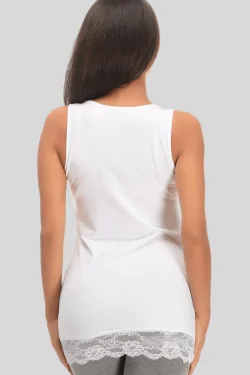 Camiseta de tirantes de algodón modal para mujer con encaje en la parte inferior: comodidad y elegancia.
