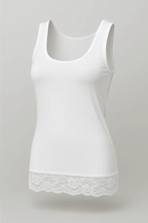 Canotta donna in cotone modal con pizzo sul fondo – comfort ed eleganza