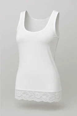 Débardeur femme en coton modal avec dentelle sur le bas - Confort et élégance