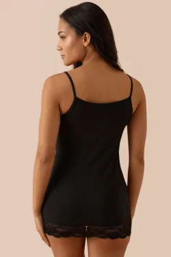 Canotta lunga donna spallina sottile con pizzo