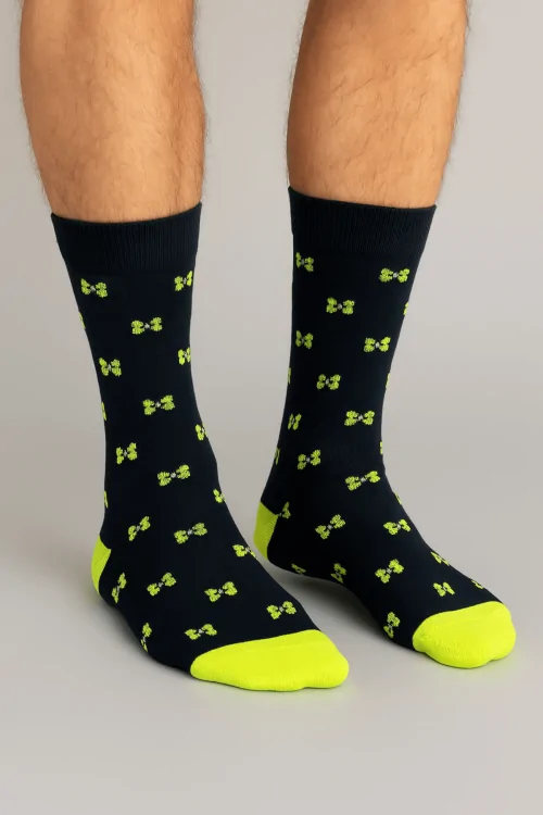 Men's short socks in stretch cotton - bow tie pattern (3 pairs)
