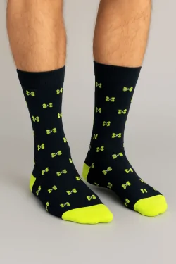 Men's short socks in stretch cotton - bow tie pattern (3 pairs)