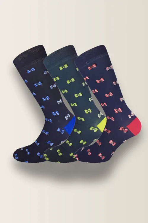 Kurze Herrensocken aus elastischer Baumwolle – Fliegenmuster (3 Paar)