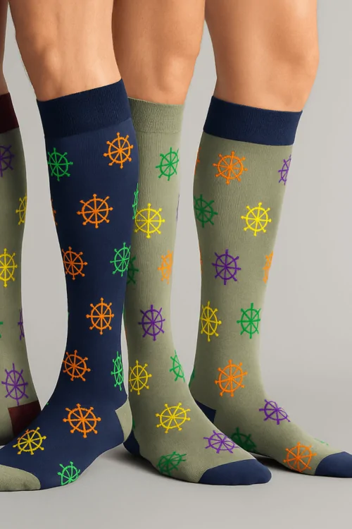Herren-Langsocken mit Rudermuster aus Baumwolle (3 Stück)