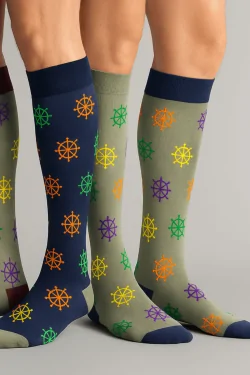 Men's long socks with rudder pattern cotton (3 pcs)