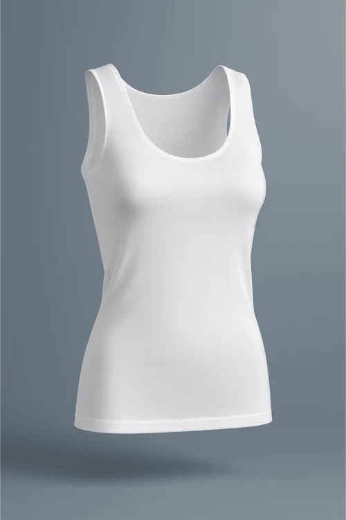 Débardeur femme en coton à épaules larges et bords en satin