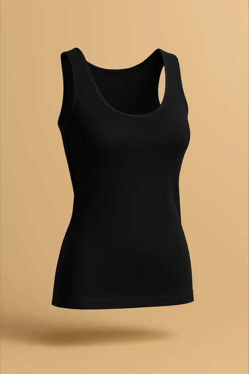 Débardeur femme en coton à épaules larges et bords en satin