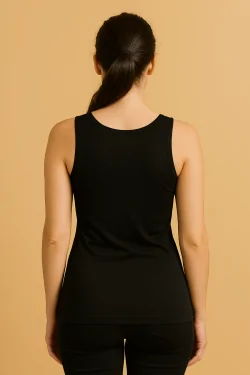 Débardeur femme en coton à épaules larges et bords en satin