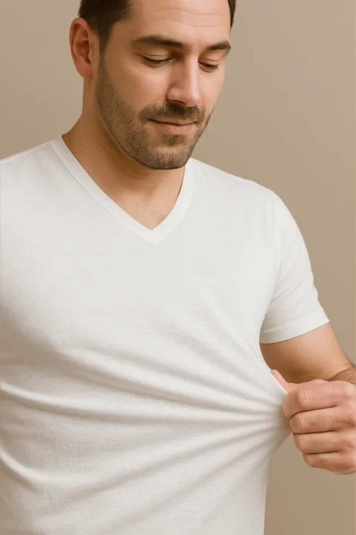 Herren bi-elastisches Baumwollshirt "V" - 3er Pack