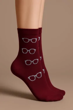 WARME BAUMWOLLE – Damensocken mit Brillenmuster (3 Paar)