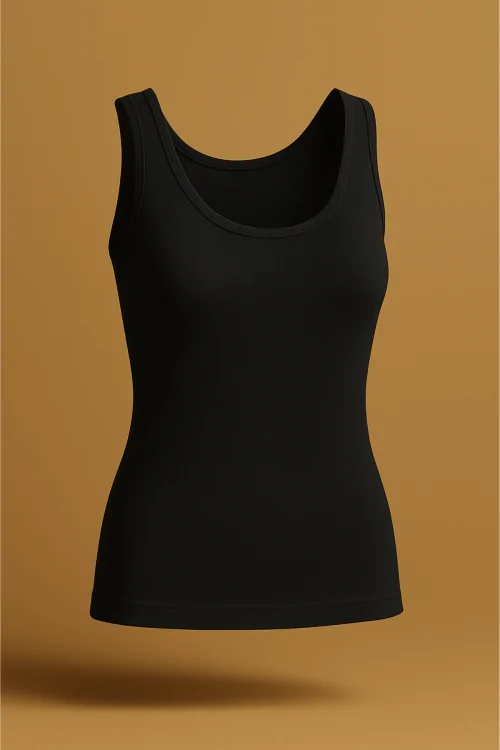 Camiseta sin mangas de mezcla de lana para mujer con hombros anchos: comodidad y calidez