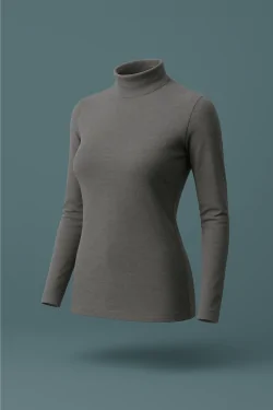 Pull col roulé en coton extensible pour femme - Confort et style