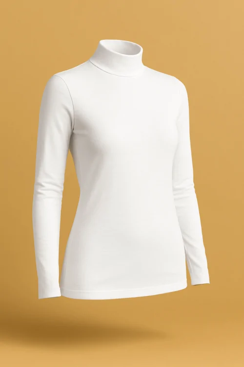 Pull col roulé en coton extensible pour femme - Confort et style