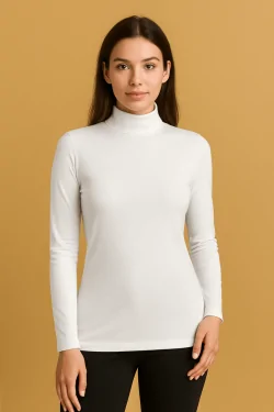 Suéter de cuello alto de algodón elástico para mujer: comodidad y estilo