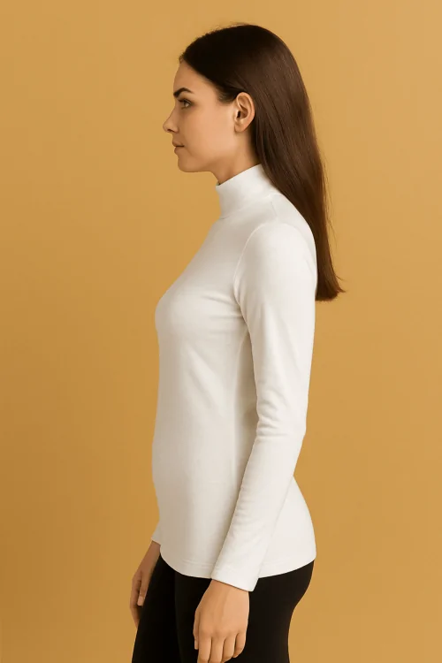Suéter de cuello alto de algodón elástico para mujer: comodidad y estilo