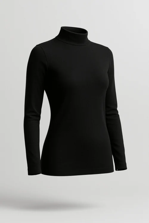 Pull col roulé en coton extensible pour femme - Confort et style