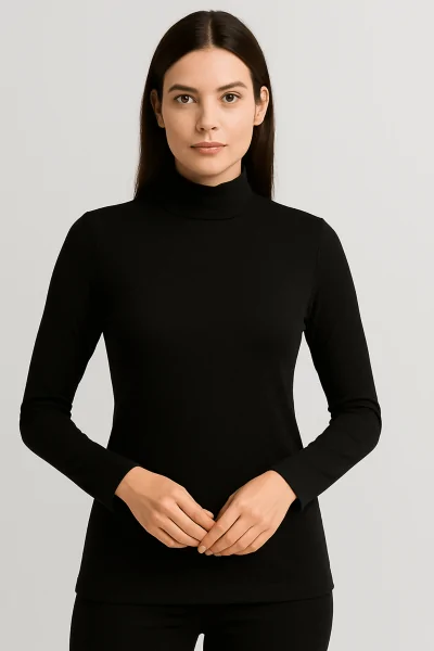 Suéter de cuello alto de algodón elástico para mujer: comodidad y estilo