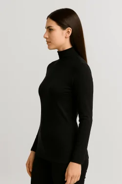 Pull col roulé en coton extensible pour femme - Confort et style