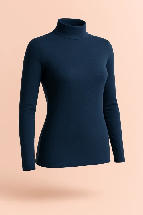 Suéter de cuello alto de algodón elástico para mujer: comodidad y estilo