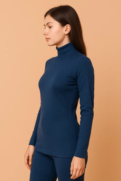 Suéter de cuello alto de algodón elástico para mujer: comodidad y estilo