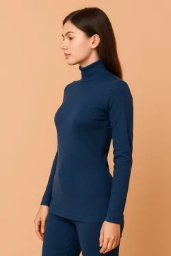 Pull col roulé en coton extensible pour femme - Confort et style