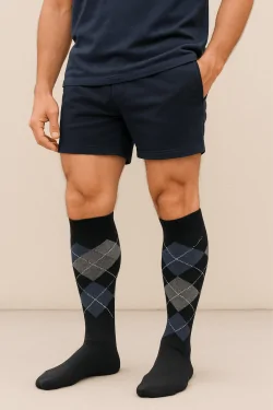 Calze lunghe uomo cotone caldo – fantasia rombi 3 paia