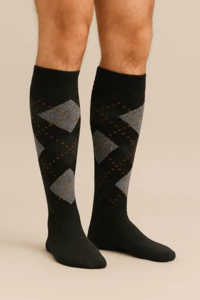 Calze lunghe uomo cotone caldo – fantasia rombi 3 paia