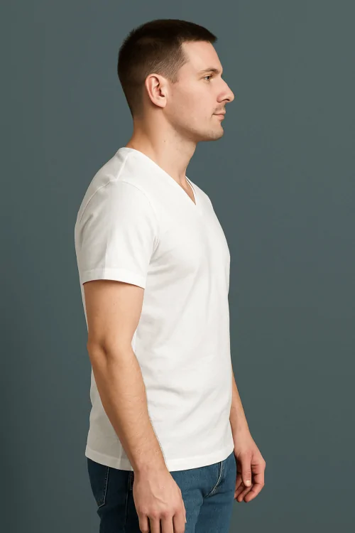 Men's Combed Cotton V-Neck Sweater