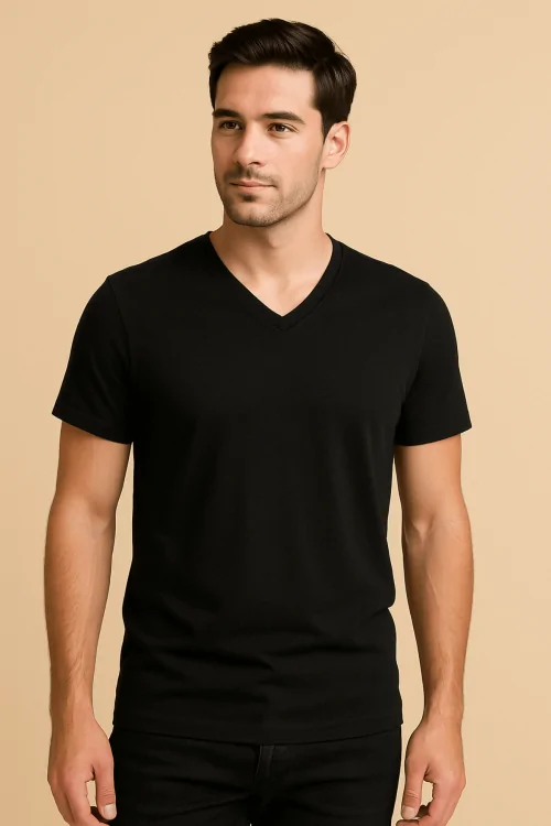 Pull col V en coton peigné pour homme