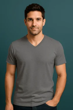 Pull col V en coton peigné pour homme