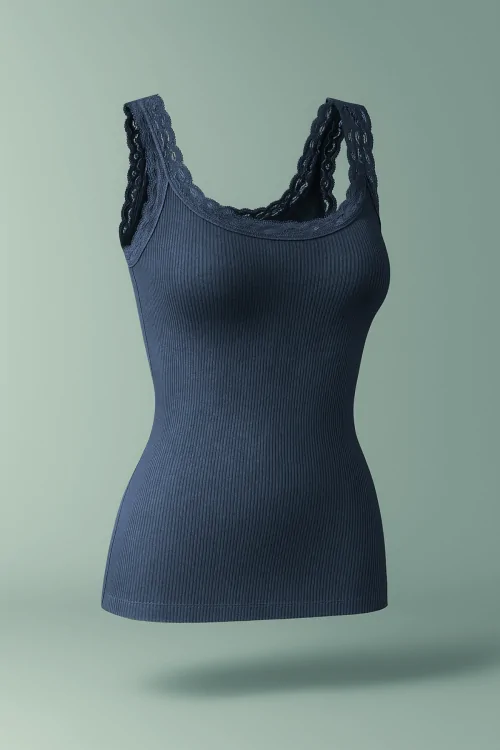 Coupe ajustée sans marques – Dentelle délicate sur l'épaule plissée – Tissu en laine et soie naturelle