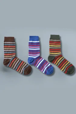 (3 pares) Calcetines cálidos de algodón para mujer - Rayas y comodidad invernal